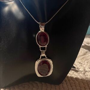 Elegant Silver and Red Pendant Necklace